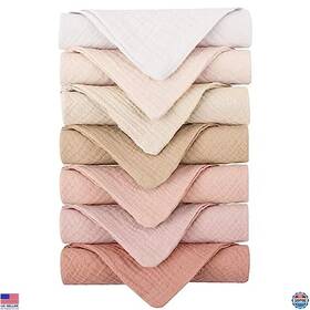 7mj-1 Visit The Konssy Store Soft Cotton Baby Washcloths 7-pack Absorbent Bath And Burp Cloths 11x11 Inches