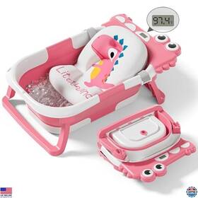Yt-6869 Visit The Tavlshero Store Collapsible Baby Bathtub With Thermometer Soft Cushion Portable For 0-36m