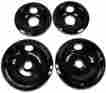 W10288051 444734 Whirlpool Replacement Burner Bowls Drip Pan Kit Black Porcelain 742230444734