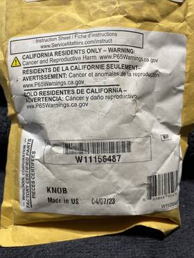 W11156487 Whirlpool 11156487 Brand New #w11156487 Oven Range Knob Genuine Oem Part