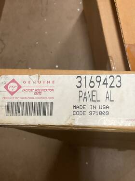 3169423 Whirlpool Genuine Oem Fsp Range Stove Oven Panel