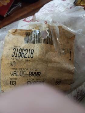 3186218 Whirlpool Gas Range Burner Valve