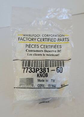 7733p381-60 Whirlpool /kenmore Gas Range Burner Knob New Oem