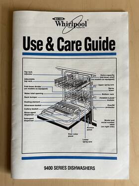 9400 Whirlpool Use And Care Guide Series Dishwashers 1992