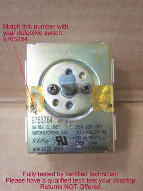 Wp9763764 Whirlpool 9763764 Kitchenaid Cooktop Element Control Switch