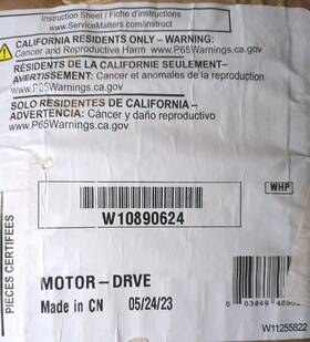 Ps11765723 Whirlpool Oem Genuine W10890624 Washer Drive Motor Ap6030697 4455462