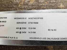 W10840439 Whirlpool W10826679 Range Oven 28 Inch Touch Panel Only # Board Not Included