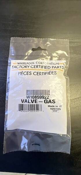 W10859922 Whirlpool Gas Valve Without Orifice Cooktop