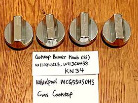 Wcg55us0hs Whirlpool W11084623 Oem Burner Knobs W11366438 For Cooktop Kn34