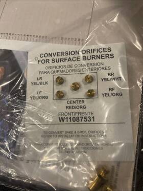 W11087531 Whirlpool Genuine Oem Conversion Orifices Kit Surface Burner Ng To Lp