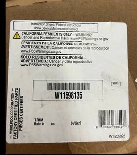 W11598135 Whirlpool Wall Oven Vent Trim