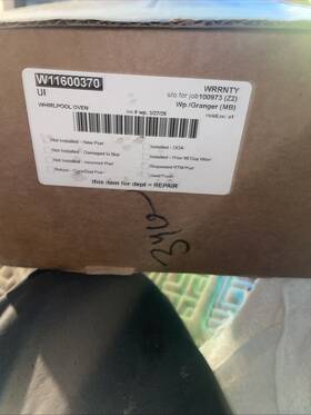 W11600370 Whirlpool Oven Control Panel