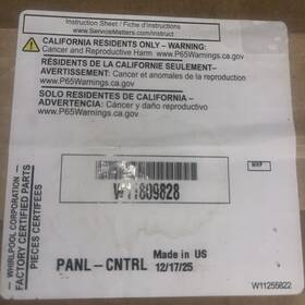 Whirlpool W11809828 Control Panel Silver Brushed Metal For Appliance