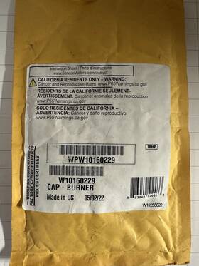 Wpw10160229 Whirlpool New Cooktop Burner Cap Part Genuine Oem