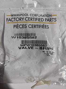 Wpw10385582 Whirlpool Oem Range Valve-brnr