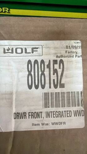 808152 Wolf Integrated Drawer Front Brushed Stainless Steel Silver Built-in