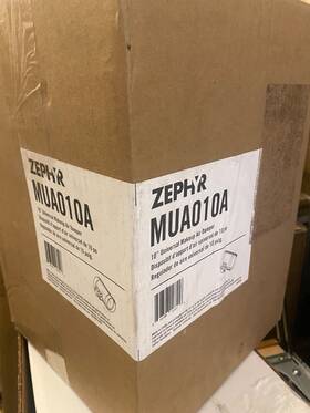 Mua010a Zephyr 646328003516 10 Inch Universal Makeup Air Damper Kit For Range Hood- New