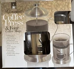 Berghoff Gourmet Coffee Press & 4 Mug Set New In Box. Fixed Price $20.00.