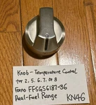 Burner Control Knob Position 2, 5, 6, 7, Forno FFSGS6187-36 Range KN46. Fixed Price $33.58.