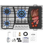 Koxking Gas Cooktop 36" Inch Propane Stove With 5 Burners Griddle Ng/lpg. Fixed Price $253.12.