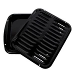 Large Black Roasting Pan And Grill Set 2 Piece Nonstick Porcelain Broiler. Fixed Price $40.99.