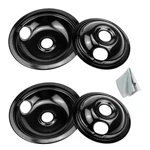 Sturdy Black Drip Set: 4 Porcelain For Electric Stoves. Fixed Price $35.14.