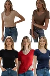 Cyrus Essentials Women Ribbed Short Sleeve Top, V, Scoop, & Crew Neck. Fixed Price $29.39.