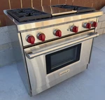 Wolf GR364C 36" Professional All Gas Range Oven Burner & Infrared Charbroiler. Fixed Price $5999.00.