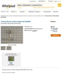 New Part # W10643268 Whirlpool Burner Holder - Orf: Replaces W11230935. Fixed Price $32.00.