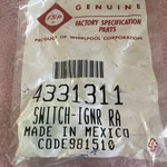 Fsp Whirlpool Range Igniter Switch 433-1311. Fixed Price $18.00.
