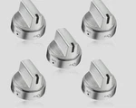 WB03X24818 Ge Gas Stove Replacement Stainless Steel Burner Knobs 5 Pack. Fixed Price $40.00.