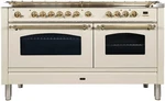 Ilve 60" Nostalgie Dual Fuel Range 8 Burner Griddle Antique White Brass UPN15. Fixed Price $9499.99.
