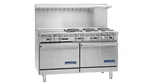 6176 New Warranty Imperial 60" Electric Range, Griddle, 6-FP 2-OVENS IR-6-G25T-E. Fixed Price $8950.00.