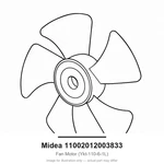 Midea 11002012003833 Fan Motor (YKT-110-6-1L). Fixed Price $205.90.