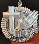 2 3/4 Silver Religion Star Medal With Ribbon (see All Photos). Fixed Price $12.00.