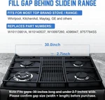 30" Slide-in Range Rear Filler Kit W10113901A, Stove Gap Universal Triangular. Fixed Price $29.95.