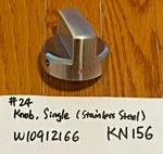 Knob, Single (stainless) Part #W10912166 For Kitchenaid KFGC500JSS07 Range KN156. Fixed Price $38.55.
