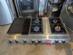 Jenn Air Stainless 48" Gas Downdraft Cooktop Rangetop Griddle Modular Burners. Fixed Price $1499.00.