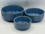 Set Of 3 Vintage Blue Art Pottery Nesting Mixing Bowls Stoneware Mcm Kitchen. Fixed Price $34.95.