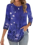 Womens 3/4 Sleeve Tunic Top Loose Fit Pleated Crew Neck Summer Casual Blouse. Fixed Price $18.89.
