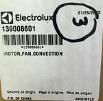 Electrolux 139008601 Convection Fan Motor New (c). Fixed Price $42.70.