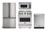 Viking Pro Kitchen Set With 30" Range, 36" Refrigerator, Mircrowave & Dishwasher. Fixed Price $11957.00.