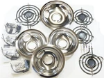 Stove Restoration Kit, Surface Elements, Receptacles, And Drip Pans, 3-6" & 1-8". Fixed Price $64.94.
