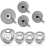 Electric Stove Burner Drip Pans Silver + Replacement MP15YA MP21YA W10196405. Fixed Price $89.99.