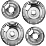 Set 8" And 6" Chrome Stove Burner Drip Pan For Whirlpool Amana Maytag. Fixed Price $30.90.