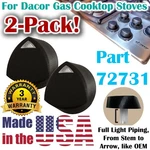 Two Pack Of Knobs For Dacor 72731 With Light Piping Gas Cooktop Stovetop 2X. Fixed Price $19.68.