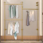 Pcs 82.68*93.31IN Golden Iron Wall Mount Ndustrial Pipe Garment Racks Shelves. Fixed Price $89.92.