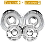 Universal Fit Most Range Stove Chrome Drip Pans Burner Bowls Set 2/ 6" 8" Usa. Fixed Price $14.98.