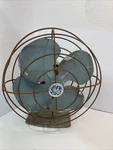 Vintage Fan - General Electric Aqua Blue W/ White Cage F13S107 Rehab. Fixed Price $39.95.