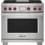 Wolf M Series 36" Infrared Griddle + Sealed Burners Dual-fuel Range DF36450GSP. Fixed Price $10499.00.
